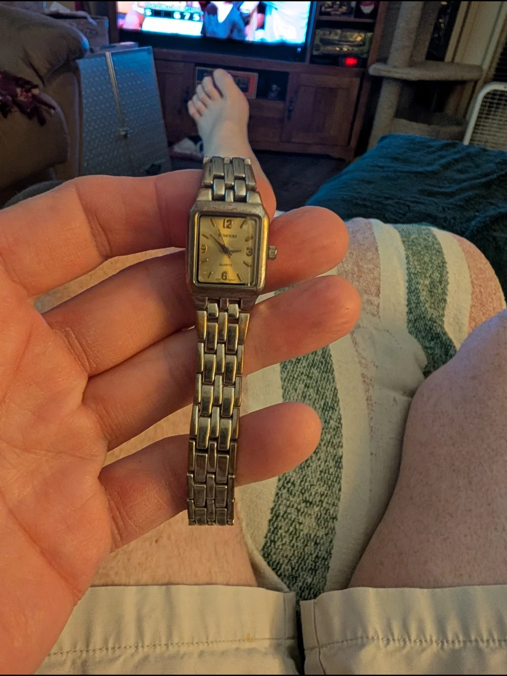 Rumours Square Face With U.S.A. Quartz Watch in Silver with Gold Dial New Batter